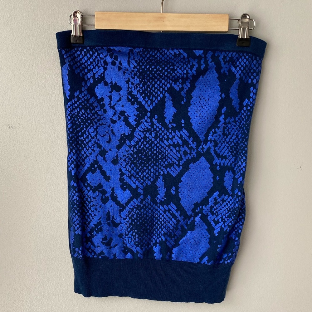 Express | Blue Sleeveless Sweater with Python Detail